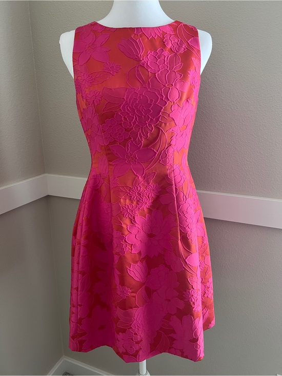 Alexia Admor Dresses & Skirts - Alexia Admor Fuchsia Pink & Orange Floral Jacquard Fit & Flare Dress - Size S
